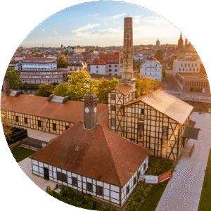 Ansicht des Salinemuseums in Halle aus der Vogelperspektive